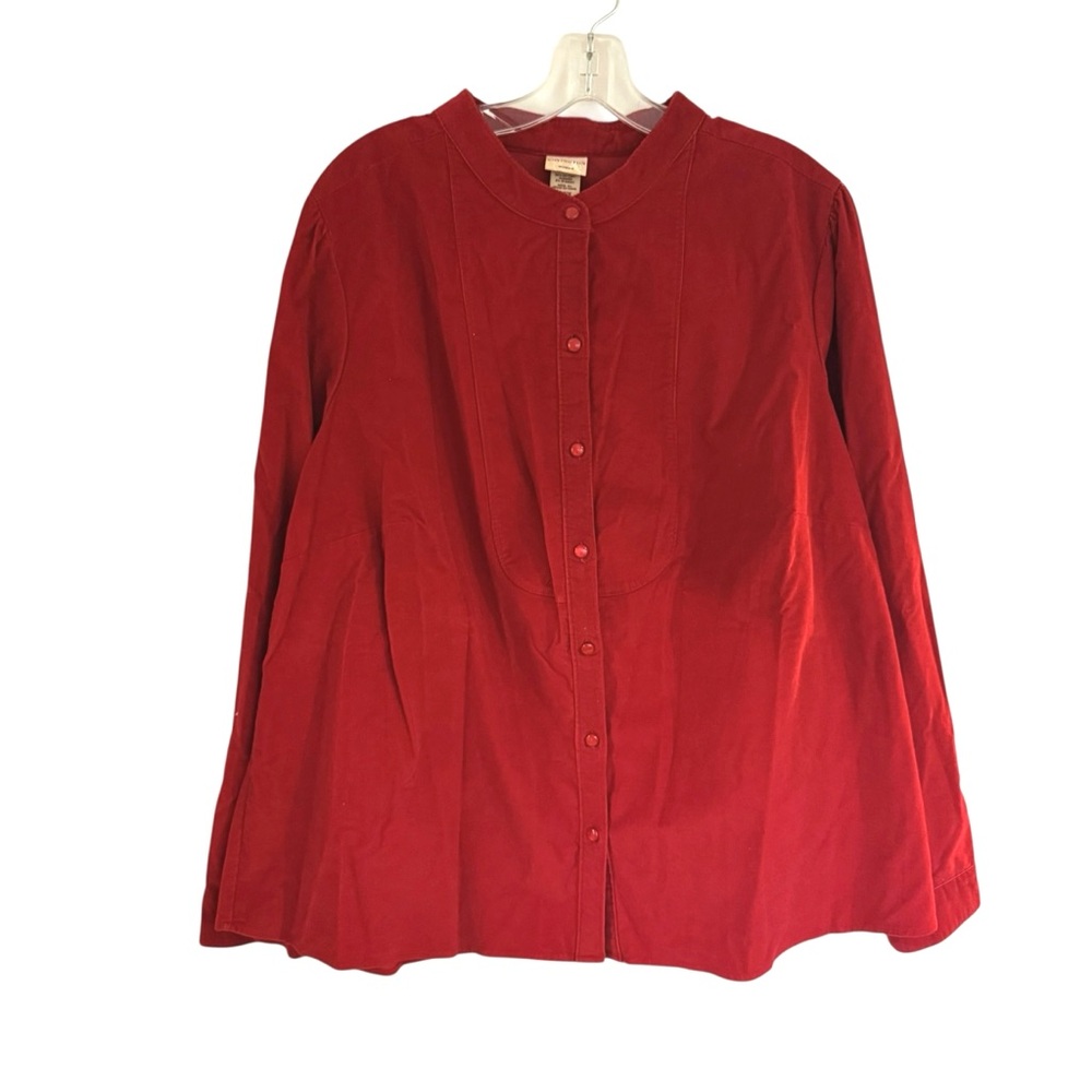Covington Holiday Red Needlecord Corduroy‎ Button Up Shirt Size 20/22W